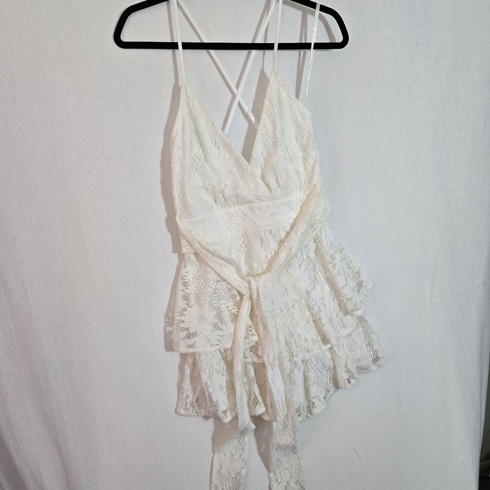 Selfie Leslie Ivory Mini Lace Dress